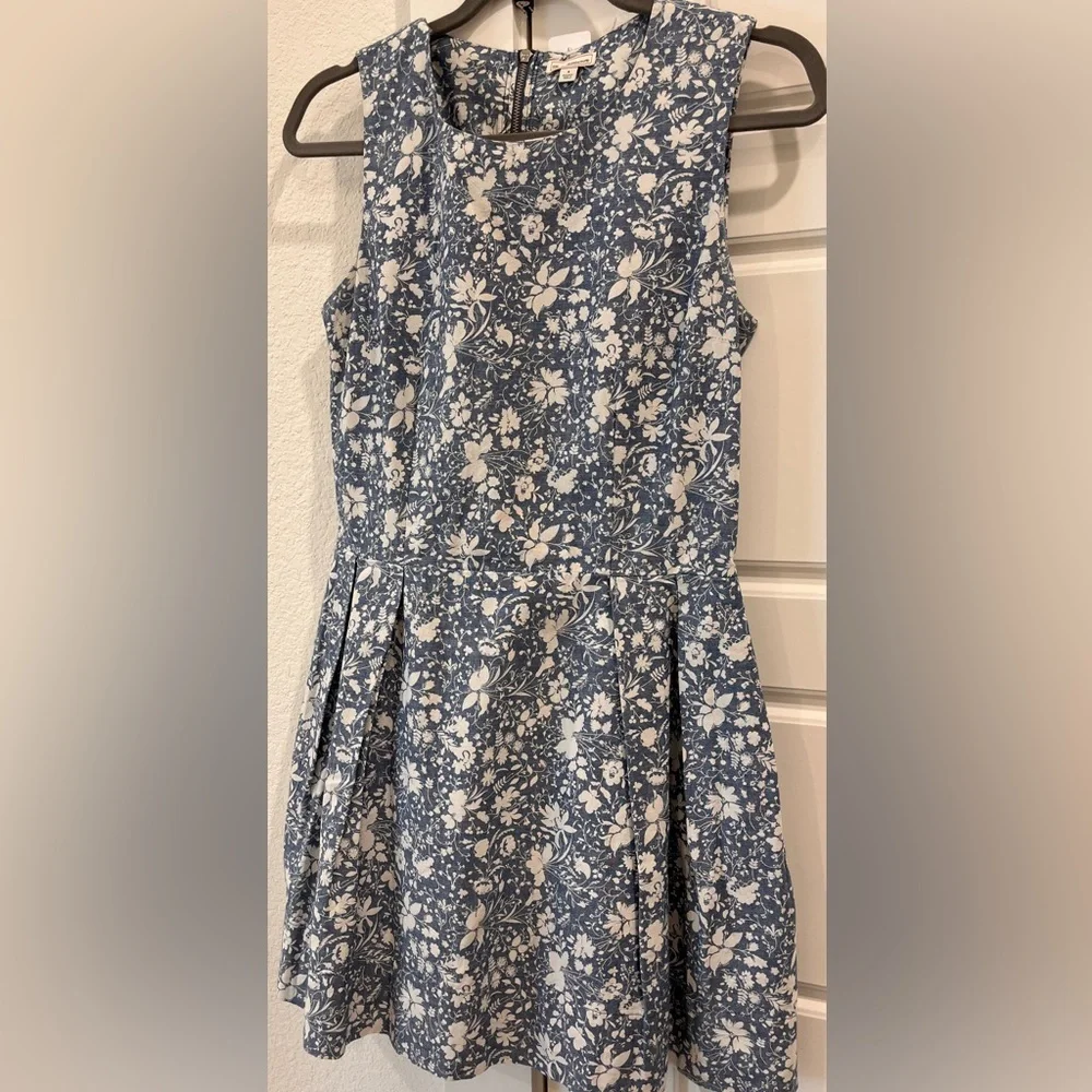 Charming Summer Dress! GAP (EUC, Sz 4) Blue & White, Pleated, Sleeveless Cotton - Picture 4 of 9